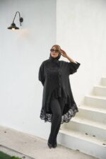 مانتومجلسی مشکی بلند  طرح آوا - تصویر 3