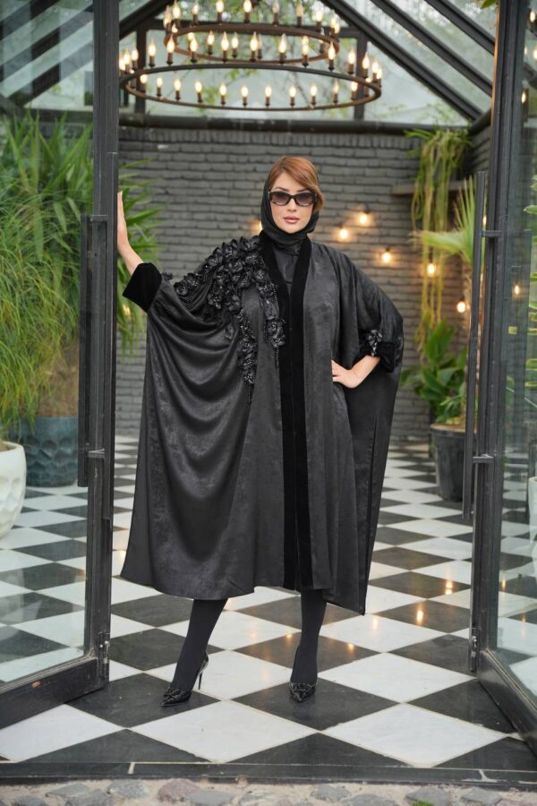 مانتو مجلسی عبایی طرح شکوفه - تصویر 2