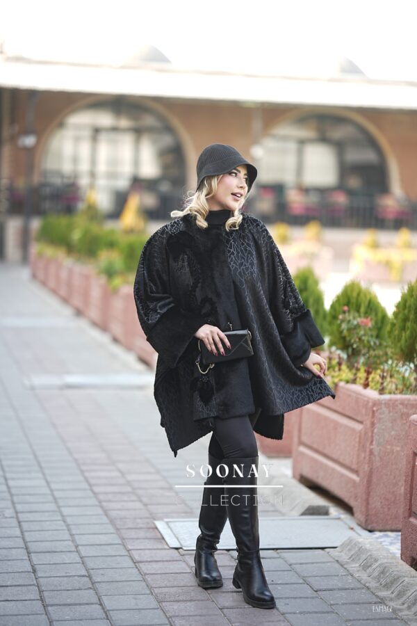 پالتومجلسی خز مدل پانچ  طرح رزالینا - تصویر 2