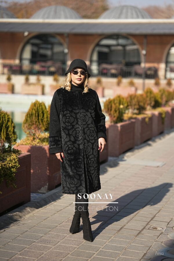 پالتو فوتز خز زنانه بلند طرح رز - تصویر 3