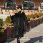 پالتو فوتز خز زنانه بلند طرح رز