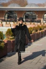 پالتو فوتز خز زنانه بلند طرح رز