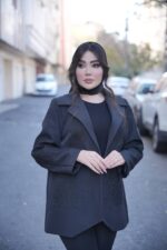 بارانی کوتاه مزونی مشکی طرح نیلای