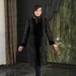 پالتو مشکی بلند کارشده مزونی