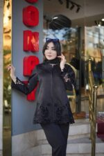 مانتومجلسی لاکچری بریده دوزی طرح پروانه - تصویر 2