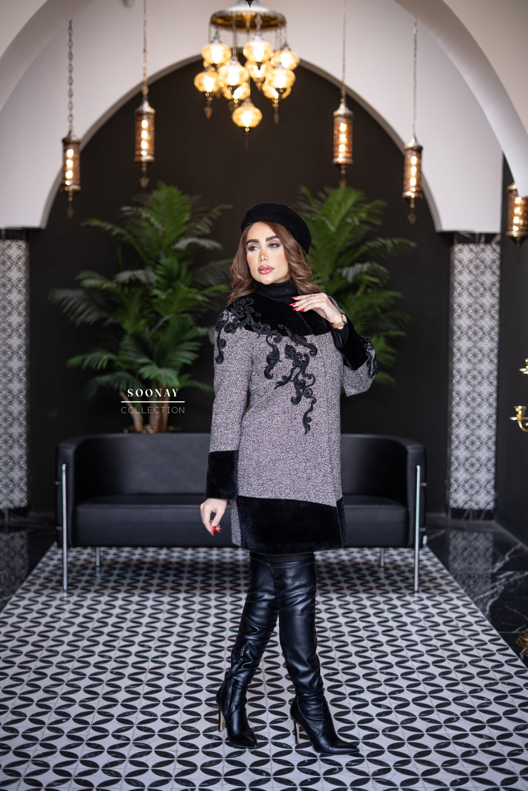 مدل مانتومجلسی پاییزه مزونی موجود در مانتو سونای