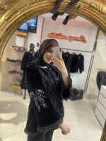 مانتو کتی نقاشی مخمل مزونی طرح پاپیون - تصویر 2