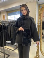 مانتومجلسی جواهردوزی شده مزونی طرح گلبرگ VIP سونای - تصویر 2