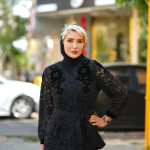 مانتو مشکی کوتاه دخترانه گیپور گل برجسته Paloma Noir