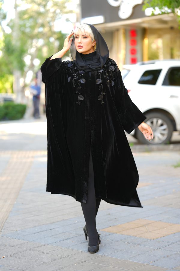 مانتو عبایی مشکی لاکچری سونای طرح SERA - تصویر 3