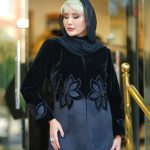 مانتو مجلسی مشکی ژاکارد مخمل مزونی