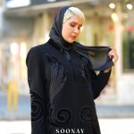 مانتومجلسی لاکچری طرح ققنوس مشکی