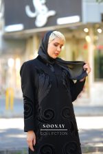 مانتومجلسی لاکچری طرح ققنوس مشکی