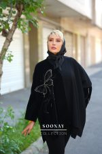 مانتو پانچو مشکی مجلسی طرح MARIPOSA NEGRA