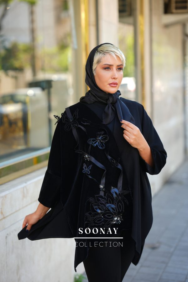 مانتو پانچو مجلسی مشکی کوتاه  ESTRAIIA NEGRA - تصویر 3