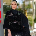 مانتو مجلسی مشکی مدل شالی طرح ISABELA