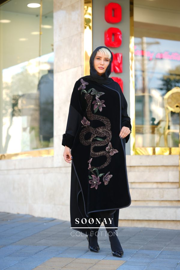مانتو مجلسی عبایی نقاشی ایتالیایی - تصویر 3