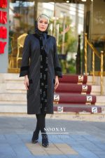 مانتومجلسی مشکی بلند طرح BRISA - تصویر 3