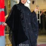 مانتو  عبایی مجلسی مشکی طرح  LUMINOSA
