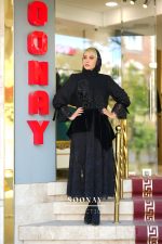 مانتو مجلسی مشکی مزونی بلند دخترانه طرح  HERMOSA - تصویر 4