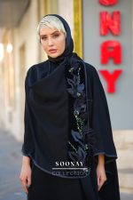 مانتو مجلسی مشکی شالی طرح MISTERIOSA - تصویر 2