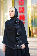 مانتو مجلسی مشکی شالی طرح MISTERIOSA