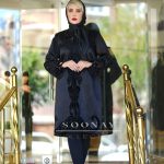 مانتو سایز بزرگ مشکی مجلسی بریده دوزی شده لاکچری